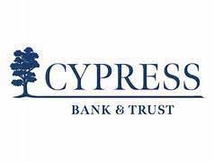 Cypress Bank & Trust logo with a blue tree graphic to the left of "Cypress"; "Bank & Trust" appears below. Perfect for a custom home builder in St Cloud seeking a trustworthy financial partner.